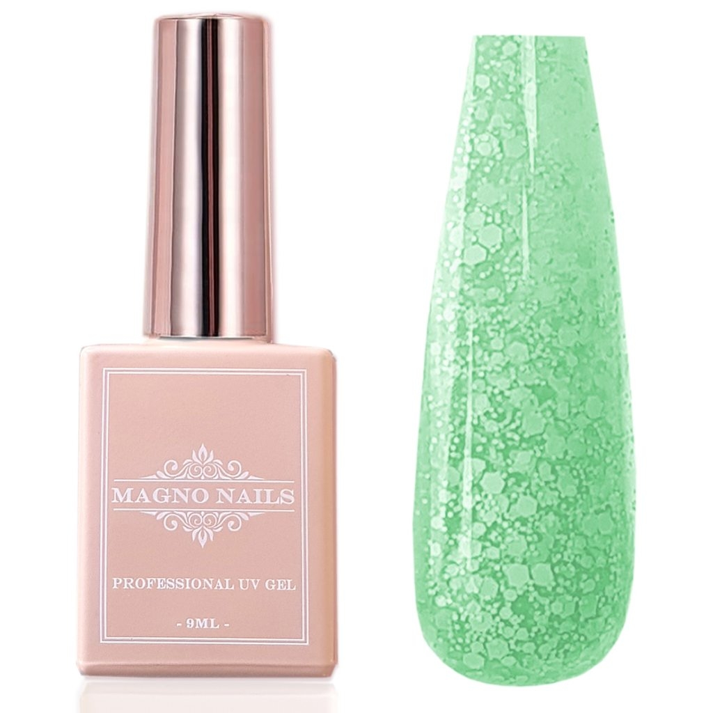 UV Gel - 5410 - Confetti Gel - Pastel Green Nägel Nagelgel Shellac Gellack Gel Lack Nails matte Pailetten snowflake